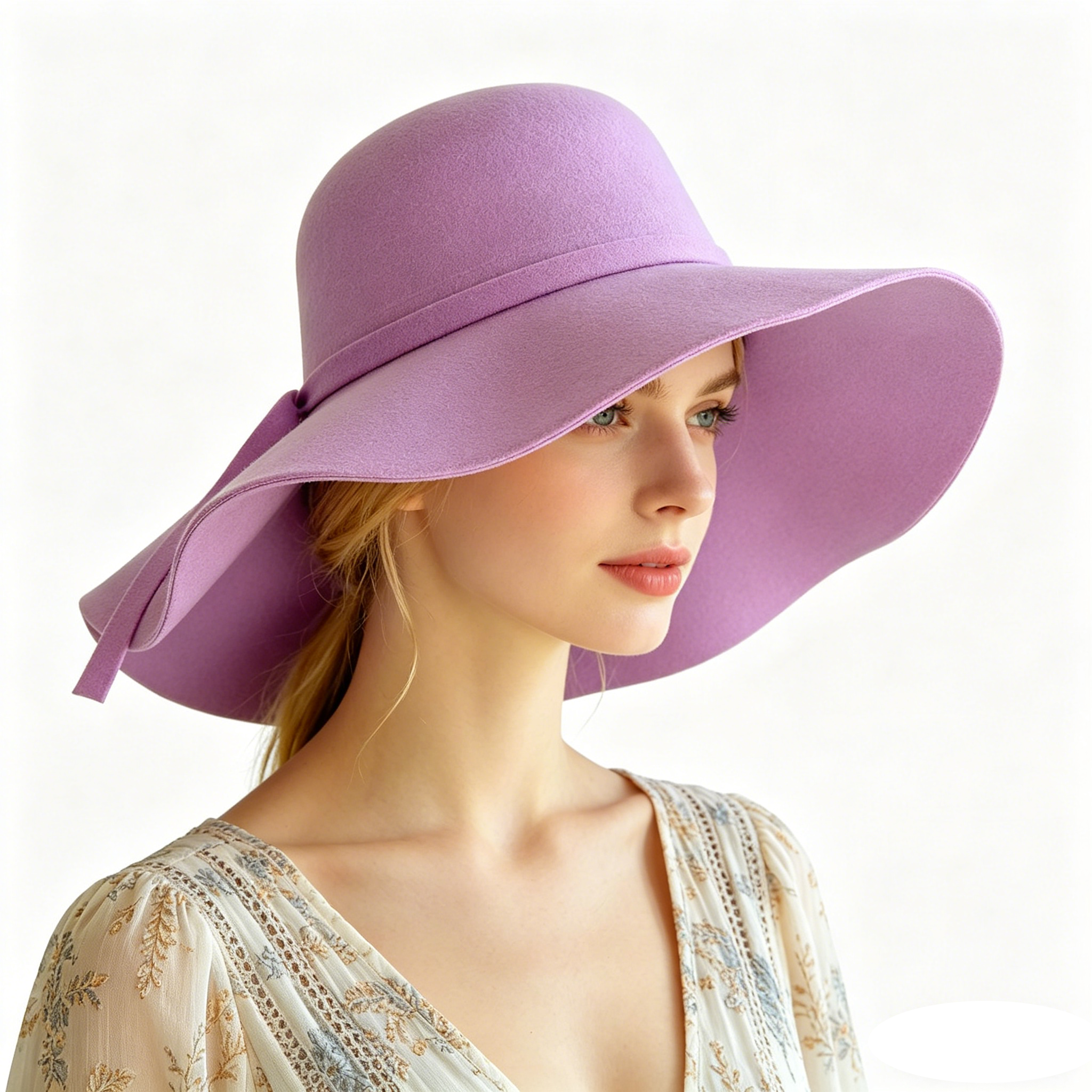 Hat Floppy Wide - Women Fedora Hat Vintage Lady Wide