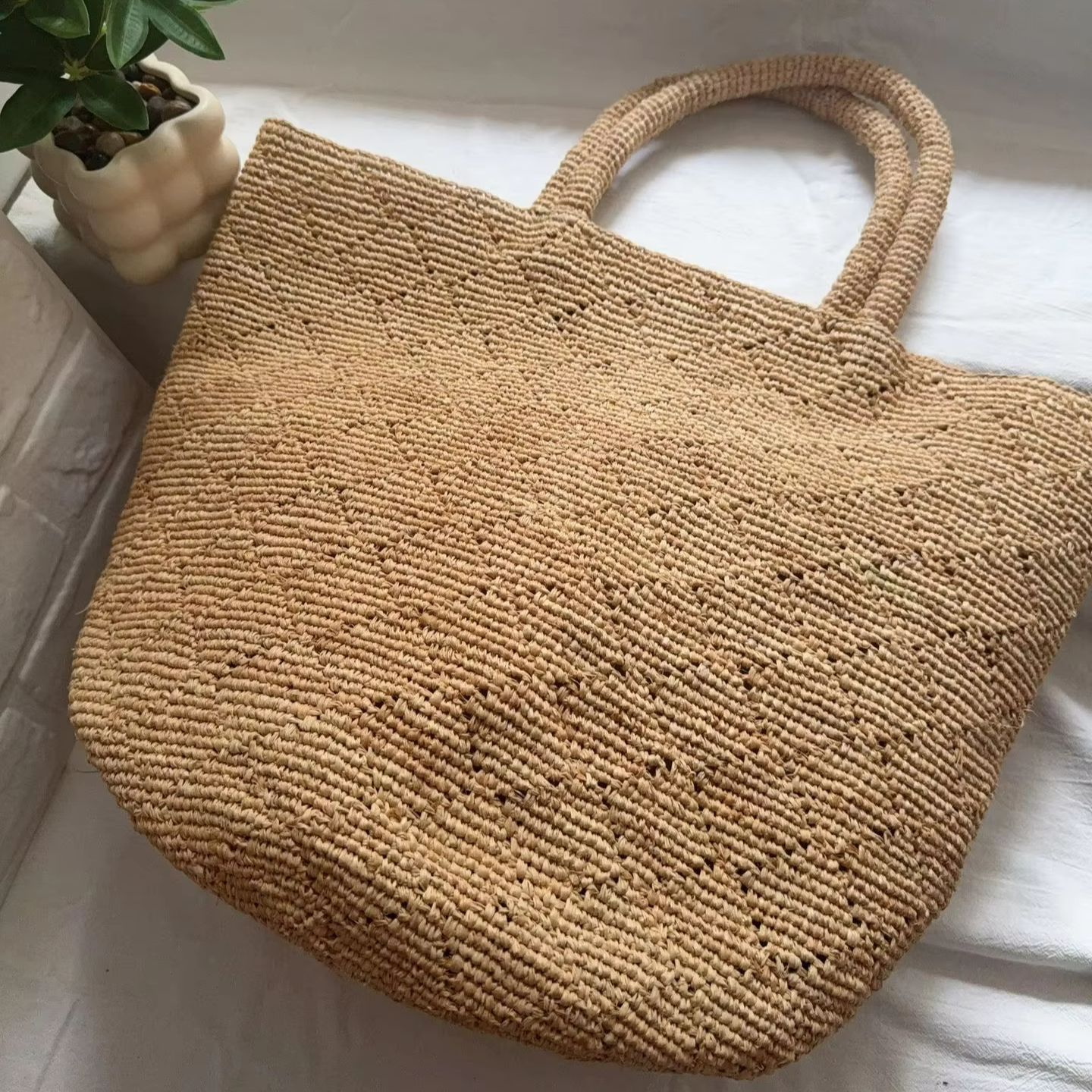 Crochet Bag Raffia - Fashion Style Ins Crochet Handmade Beach