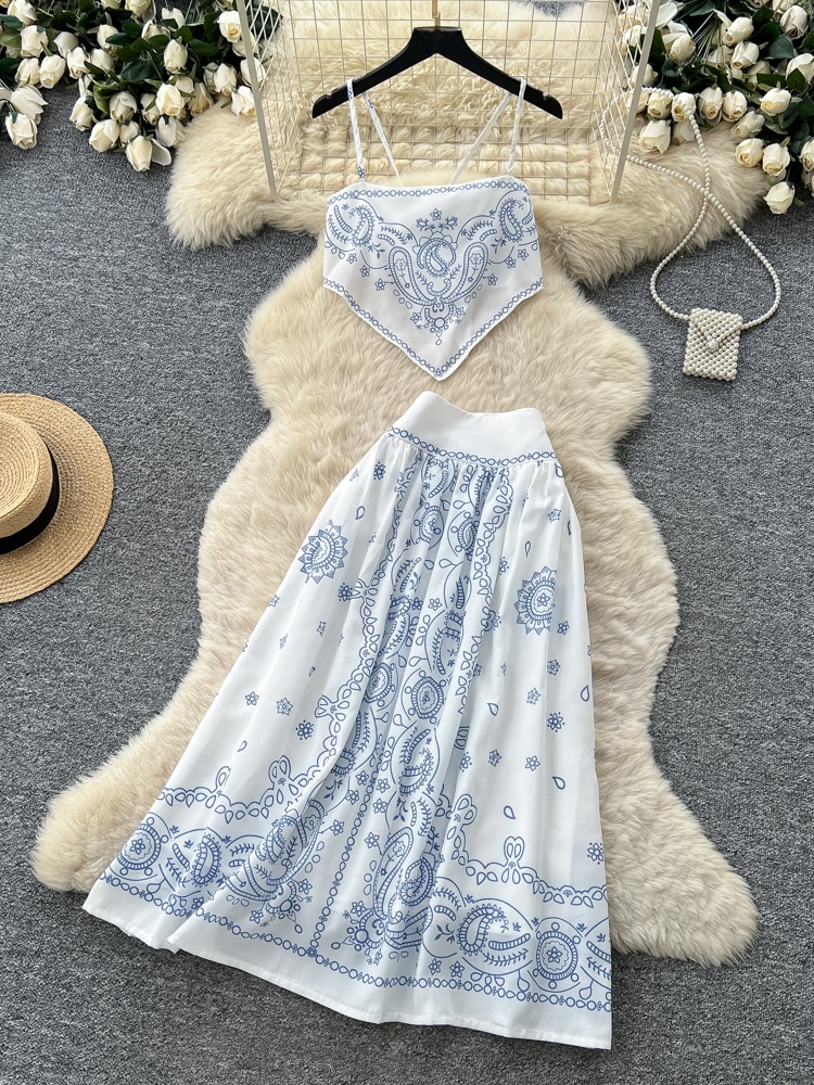 Romper Floral Print - Summer Floral Embroidery Two-Piece Set Women's