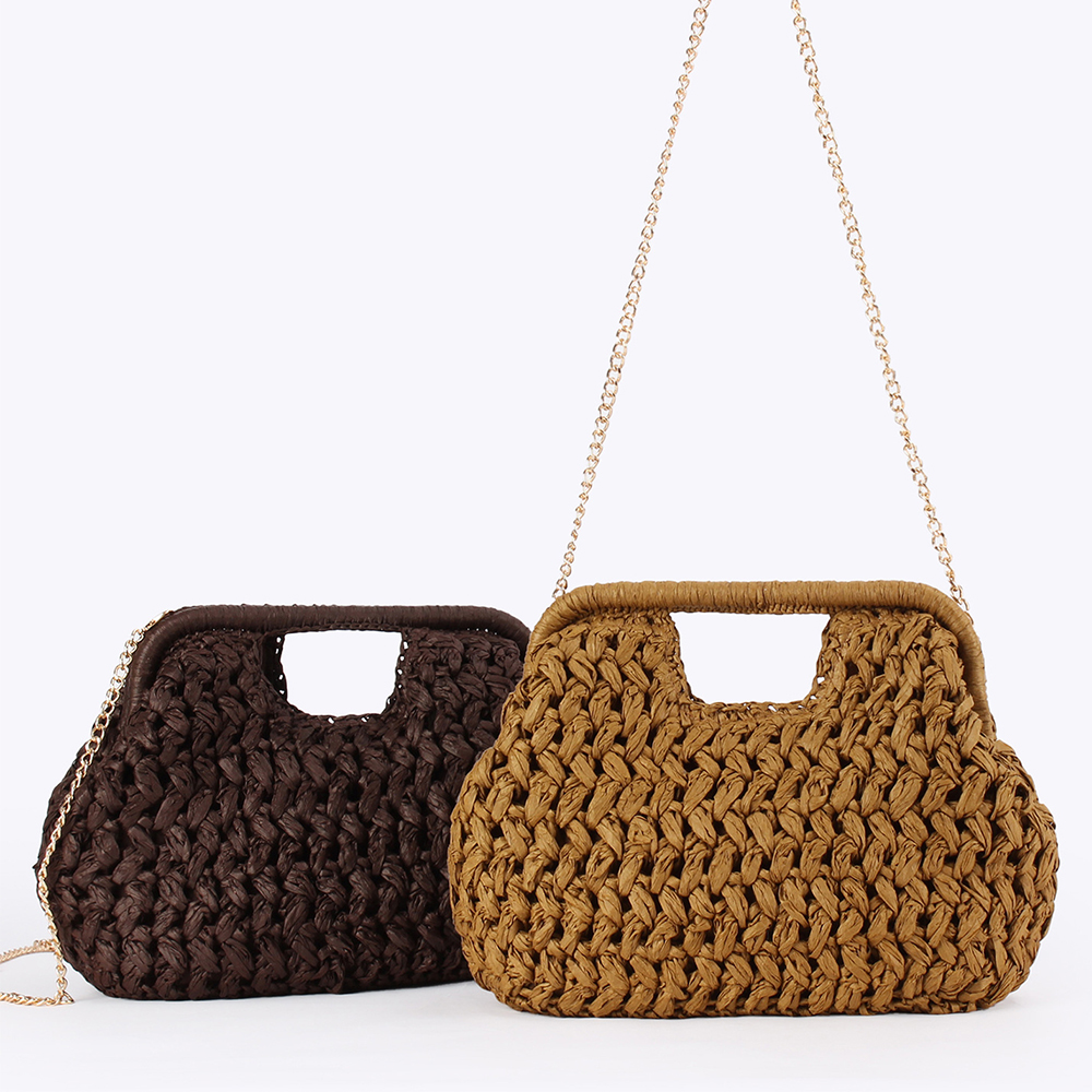 Crochet Bag Raffia - Elegant Ladies Chain Hand Knitting Handbag