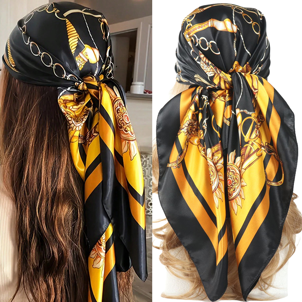 Headband Summer Knit - Luxury 90*90CM Vintage Chain Print Shawls