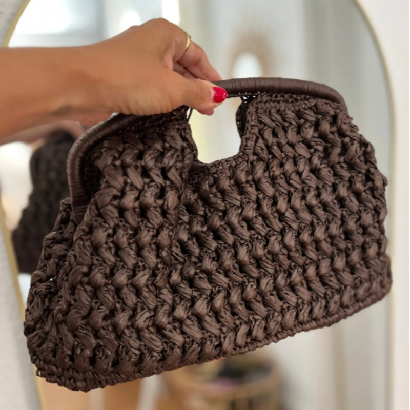 Crochet Bag Raffia - Popular Russian Woven Clutch Handmade Raffia