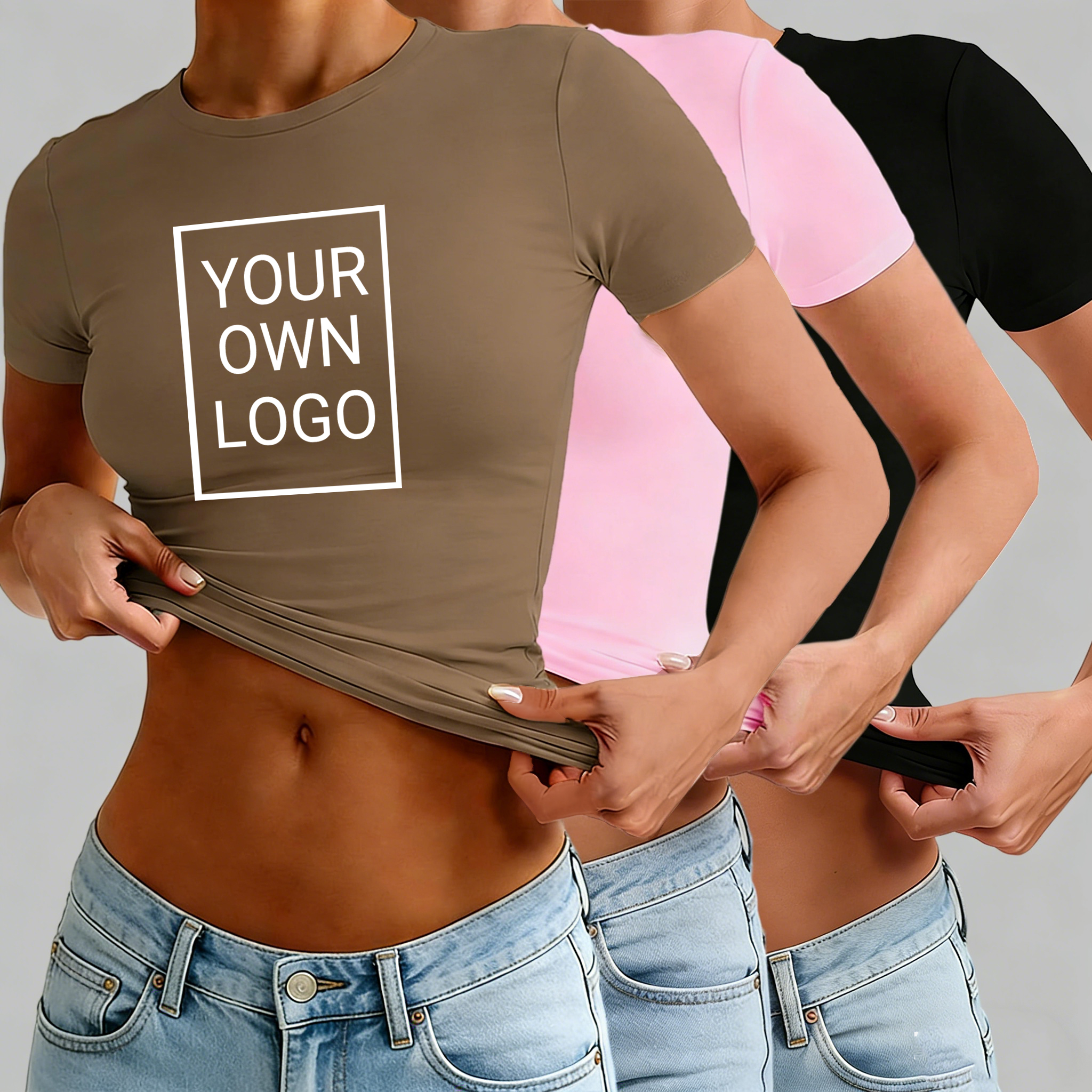 Crop Top Crochet - Customized Logo Pattern Womens Crop T-Shirt