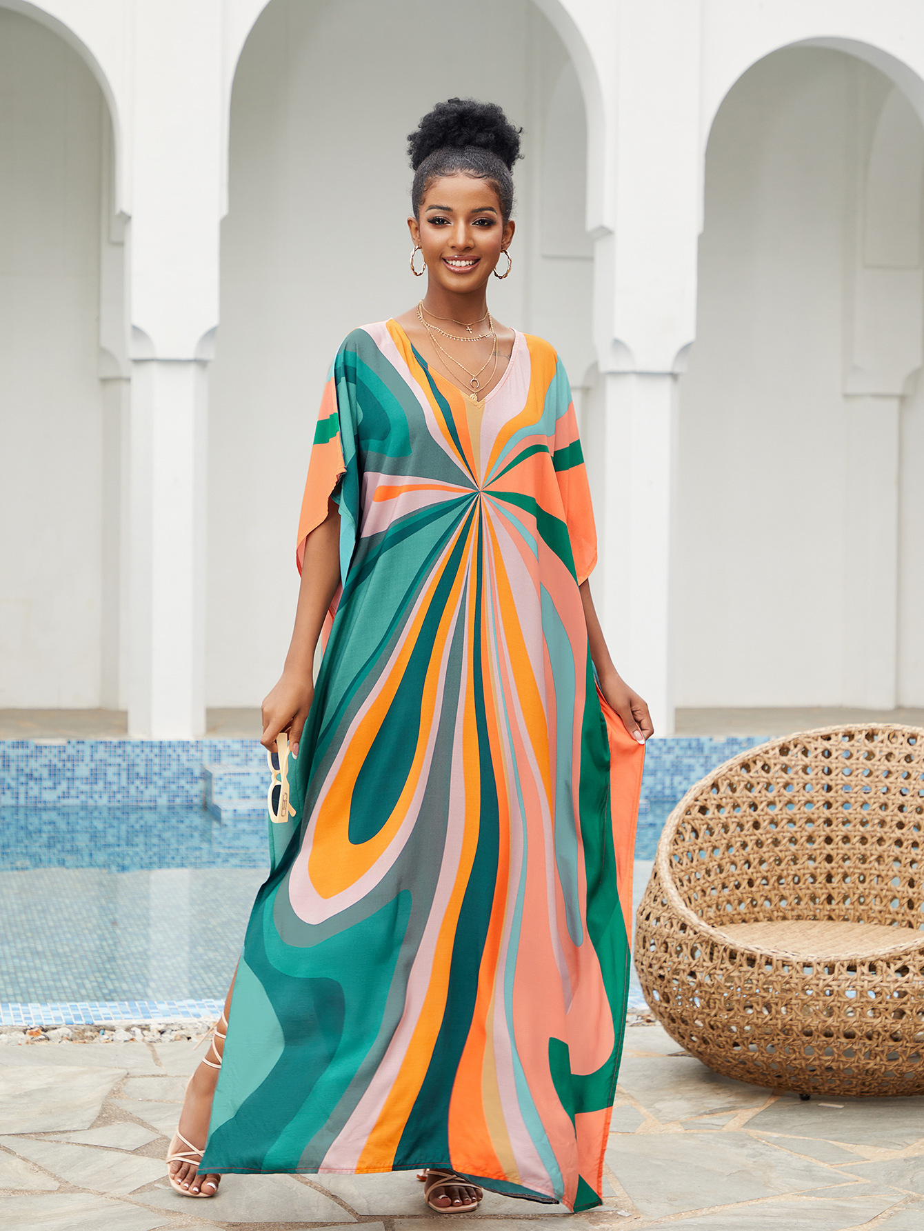 Cover Up Kaftan - Women Beach Cover Up Loose Kaftan