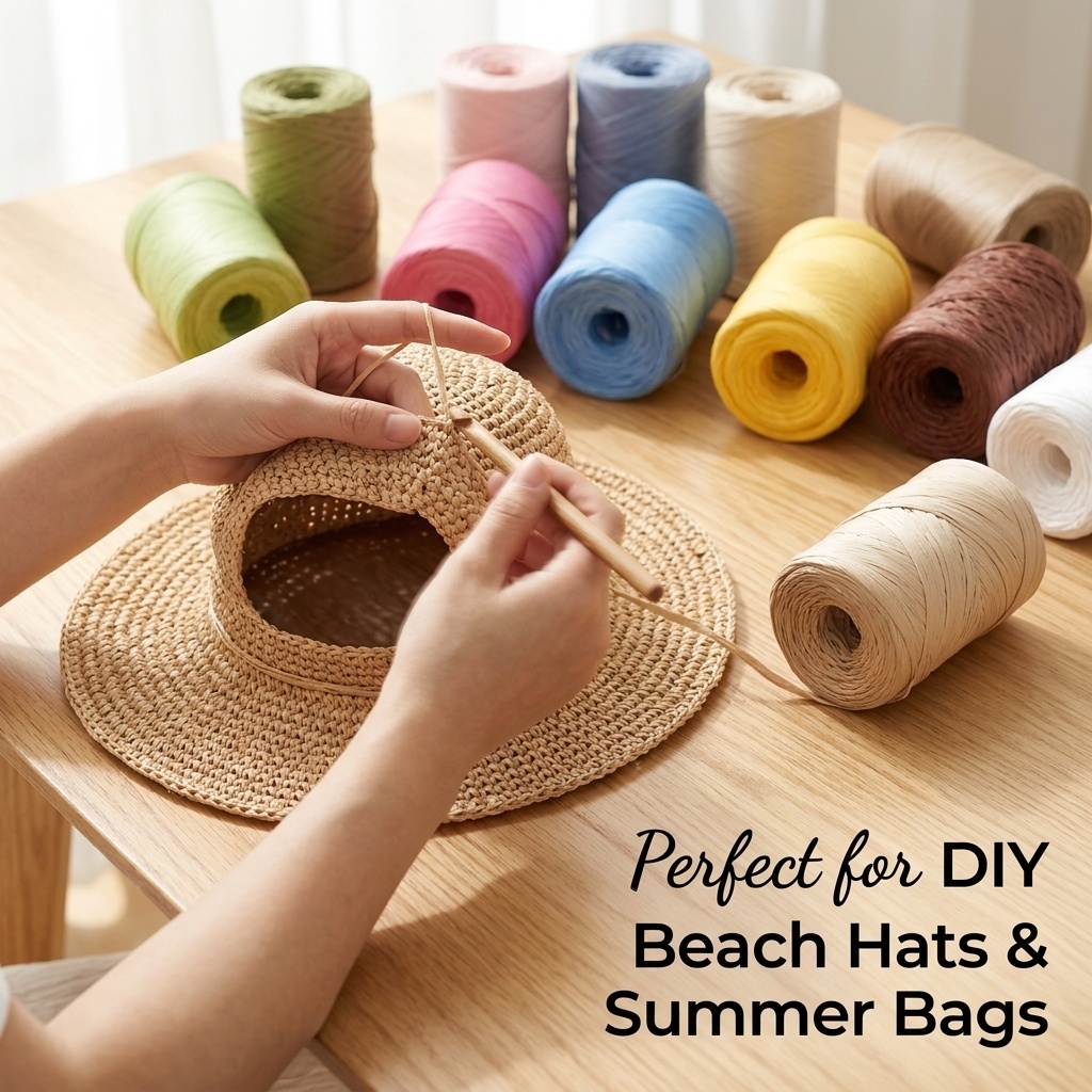 Crochet Bag Raffia - 150m DIY Natural Paper Raffia Yarn