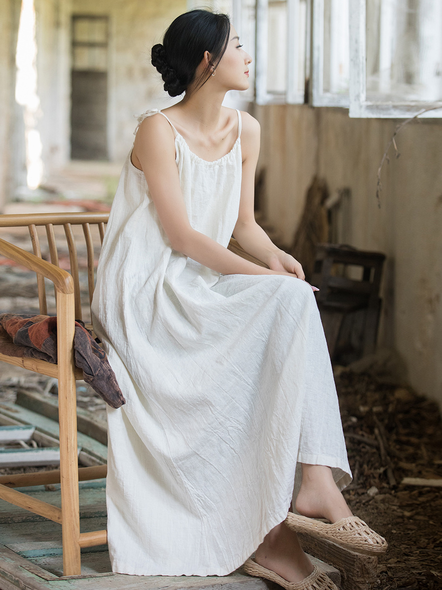 New Chinese Style High End Hem - Linen Dress Wrap recension och pris