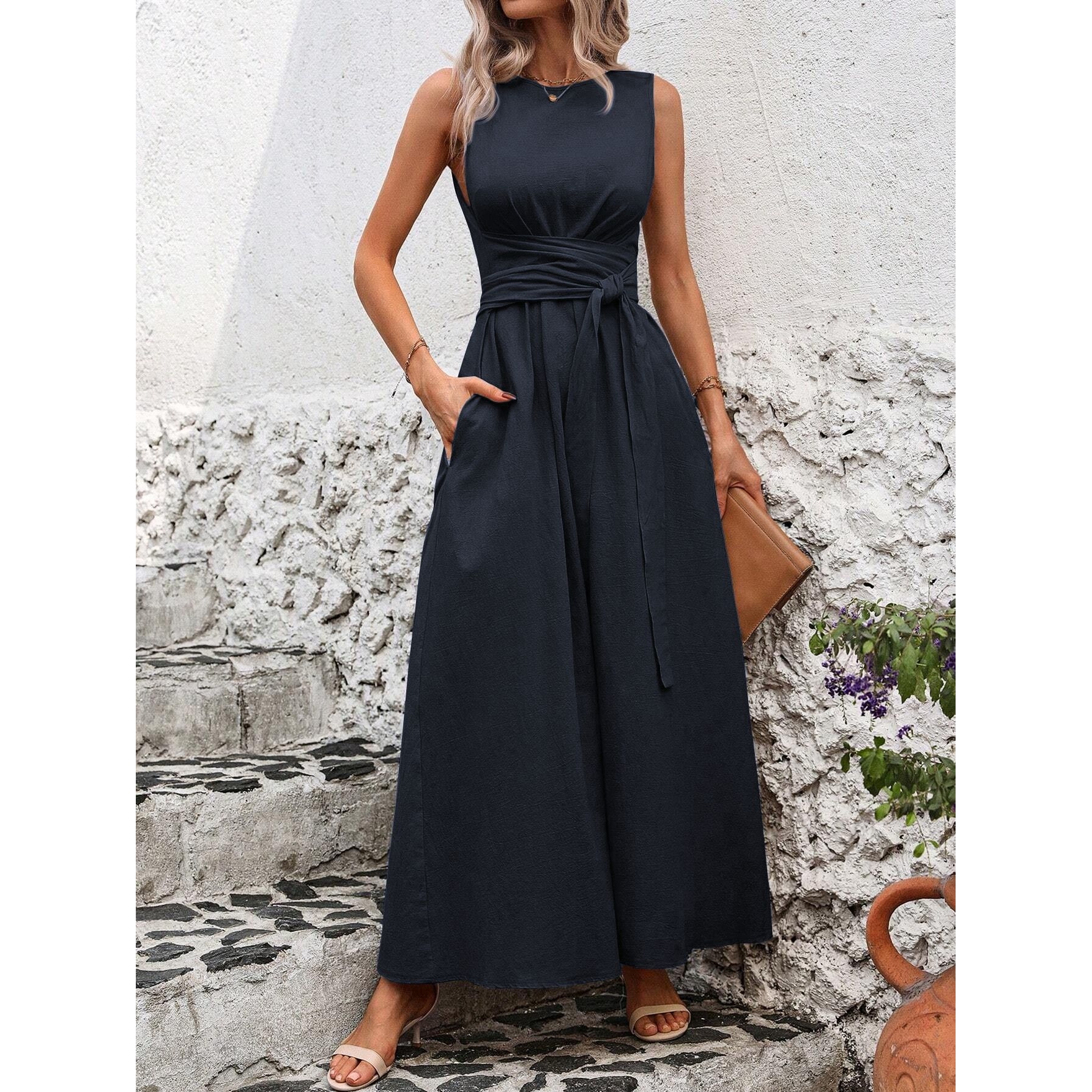 Elegant Ice Silk Casual Sleeve - Linen Dress Wrap recension och pris