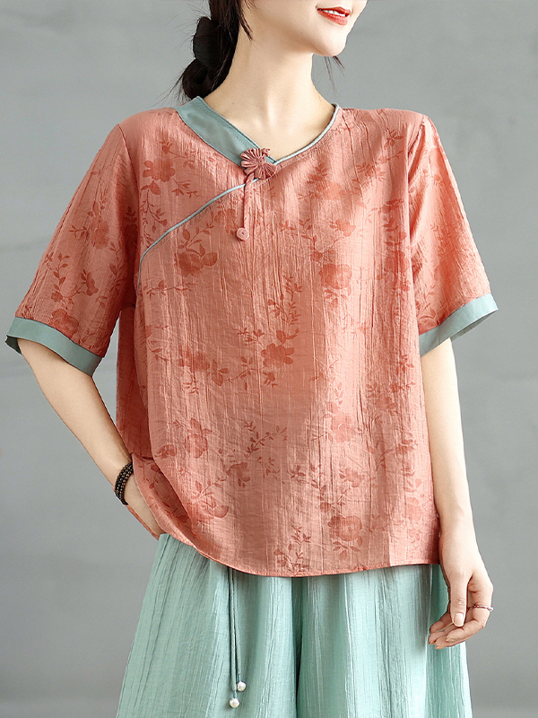 Chinese Floral Print Linen Sil - Linen Pant Wide recension och pris