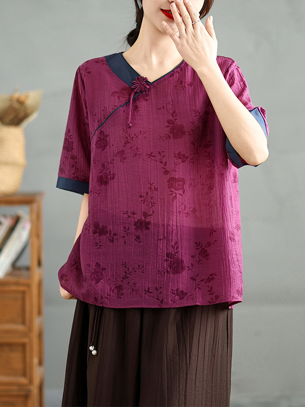 Chinese Floral Print Linen Sil - Linen Pant Wide recension och pris