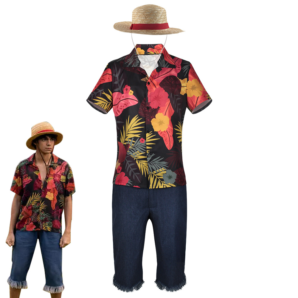 Men's Tropical Floral Shirt &  - Shorts Denim Frayed recension och pris