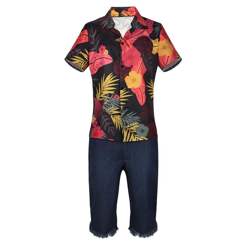 Men's Tropical Floral Shirt &  - Shorts Denim Frayed recension och pris