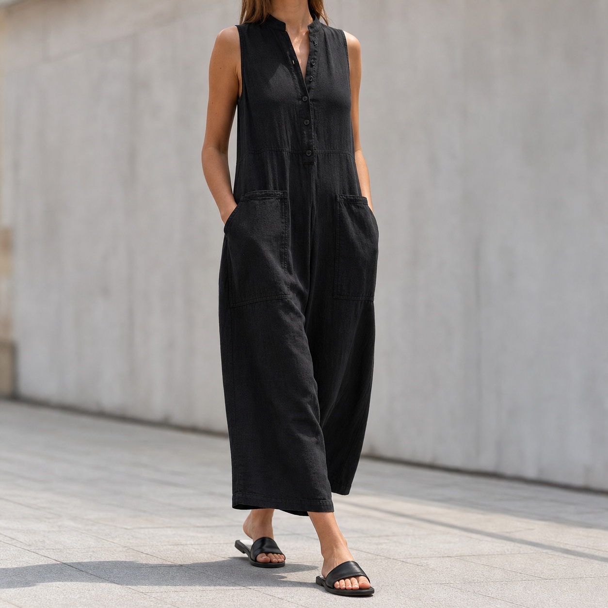 Women's And Woman Sleeveless M - Jumpsuit Linen Relaxed recension och pris