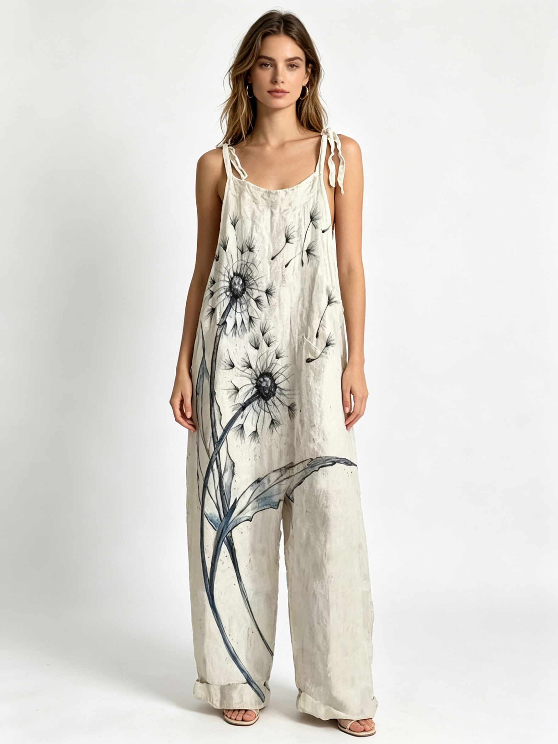 Oversized Baggy Watercolor Flo - Jumpsuit Linen Relaxed recension och pris
