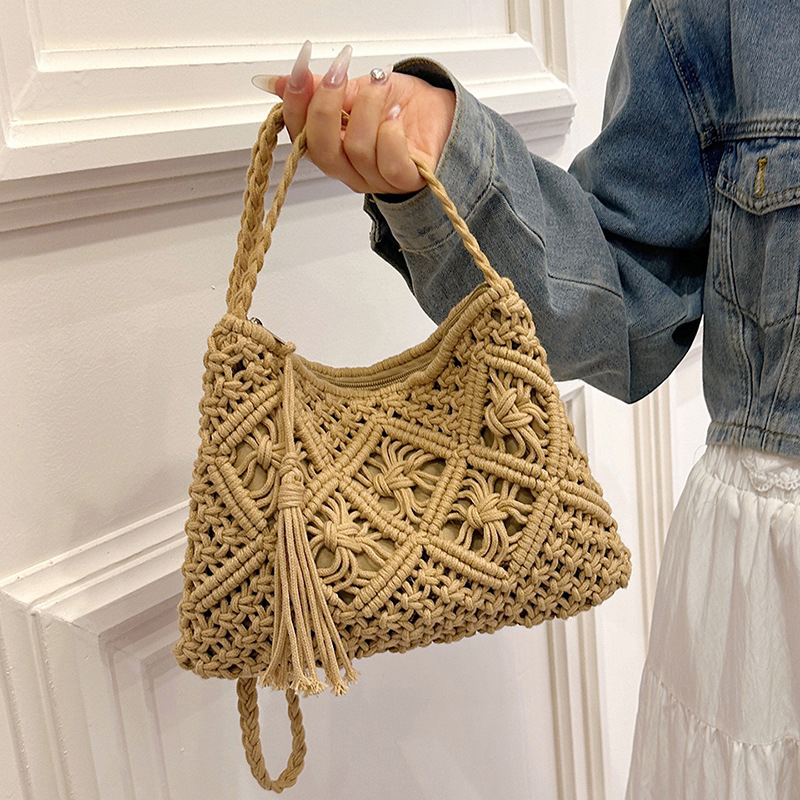 Fashion Woven Hollow Out Shoul - Crochet Bag Raffia recension och pris