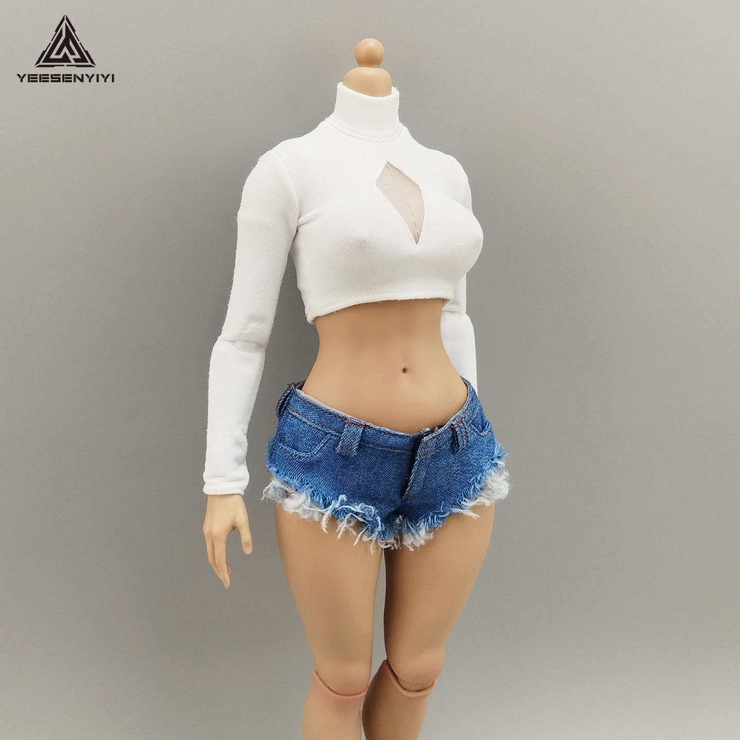 1/6 Scale Distressed Denim Min - Shorts Denim Frayed recension och pris