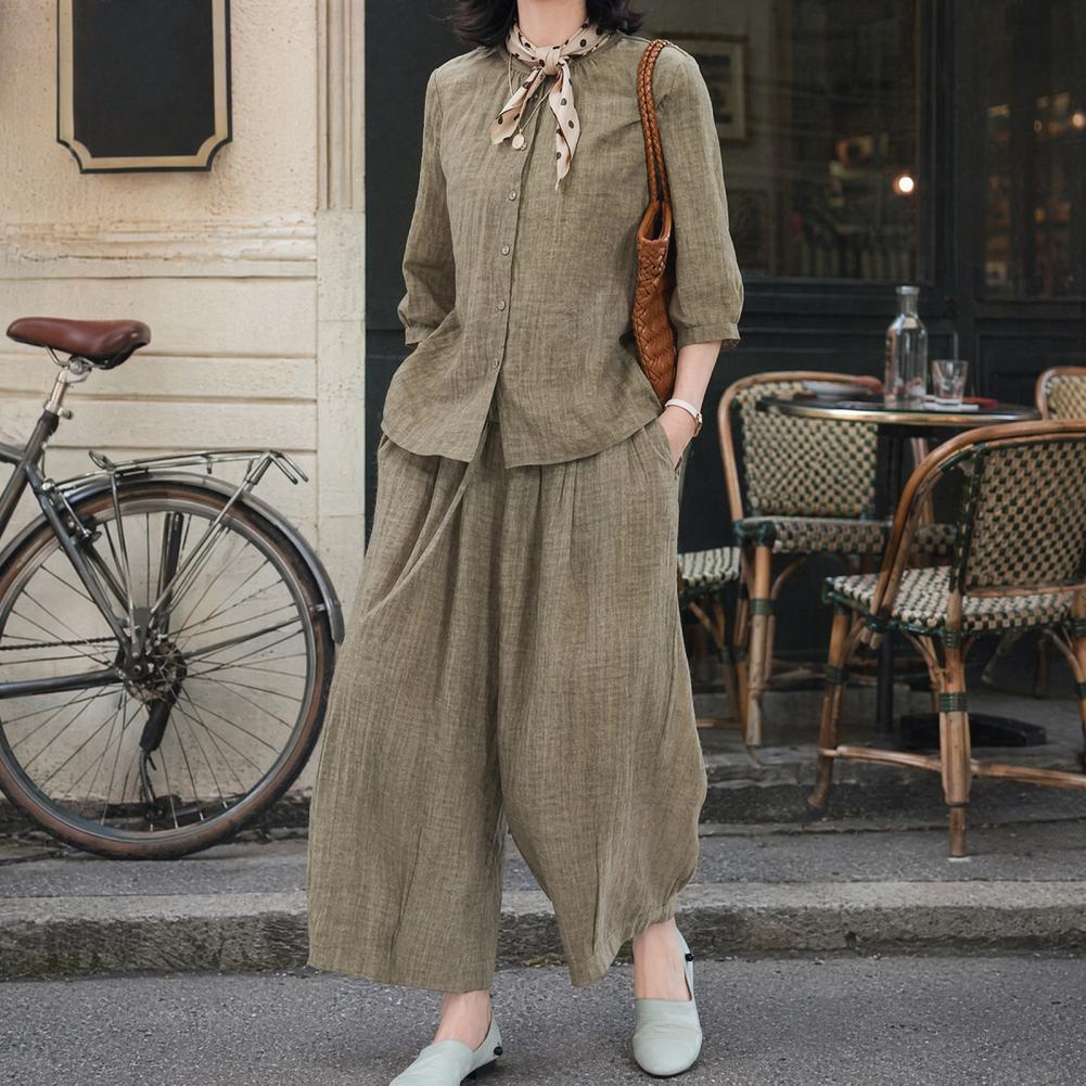 2026 Plus Size Casual Suit Wom - Linen Pant Wide recension och pris