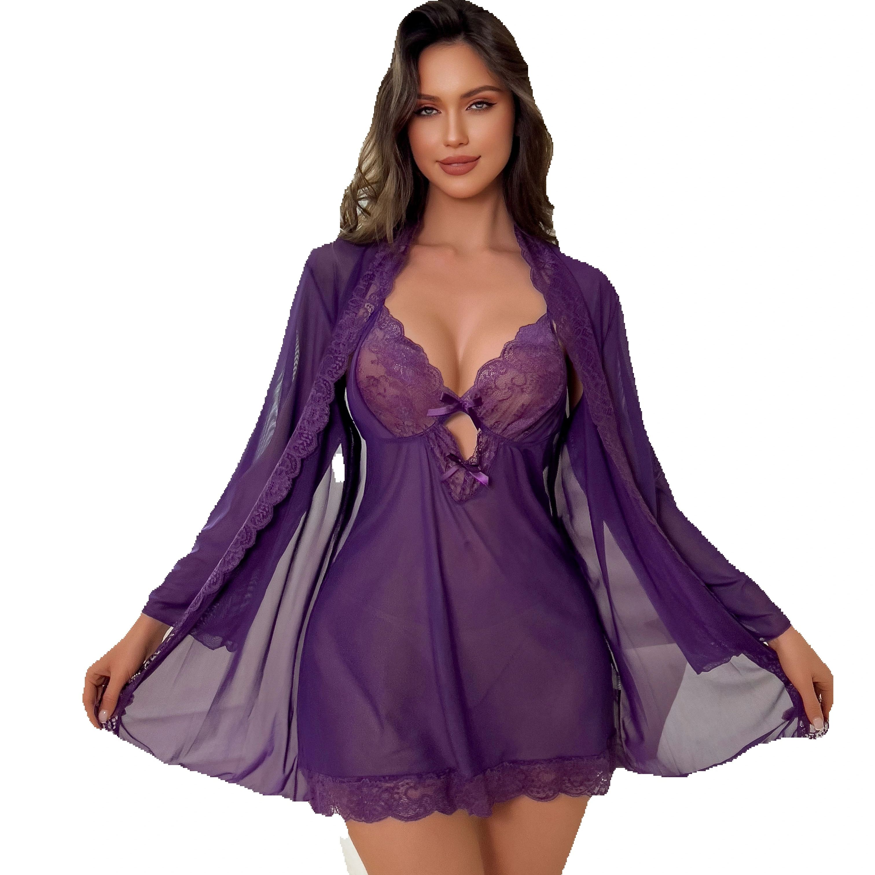 Women Sexy Lingerie Set Sheer  - Kimono Sheer Floral recension och pris