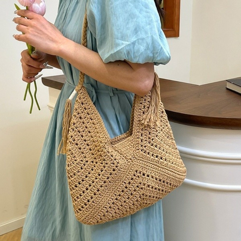 Summer Bohemian Knitted Should - Tote Bag Beach recension och pris