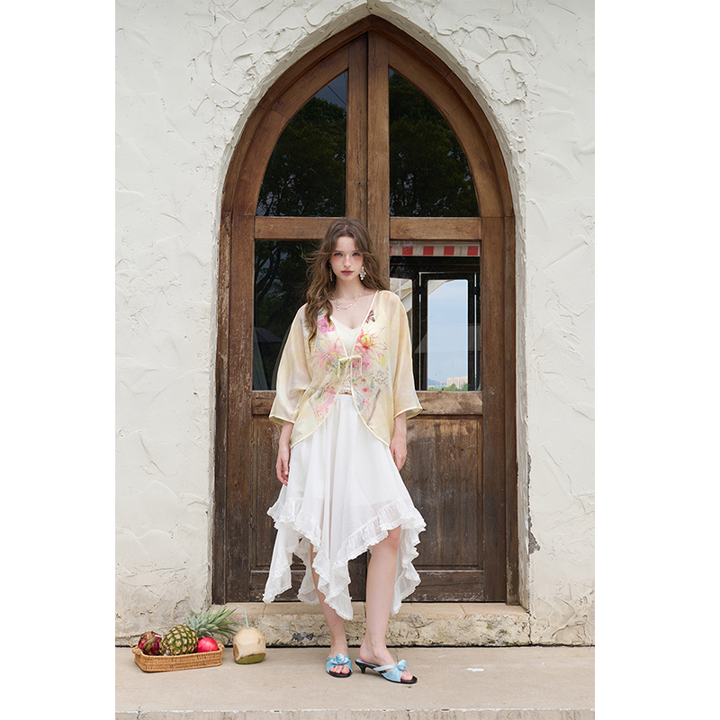 ELFSACK New Chinese Frog Butto - Kimono Sheer Floral recension och pris