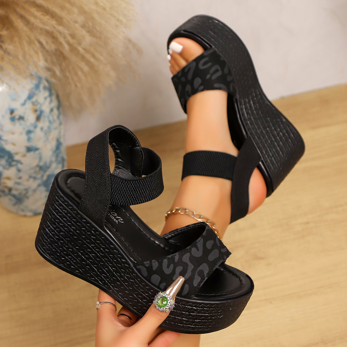 Women’s Wedge High Heel Peep T - Wedge Espadrille Women recension och pris