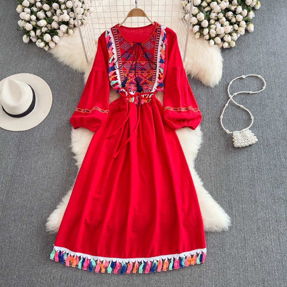 Elegant Bohemian Retro Ethnic  - Linen Dress Wrap recension och pris
