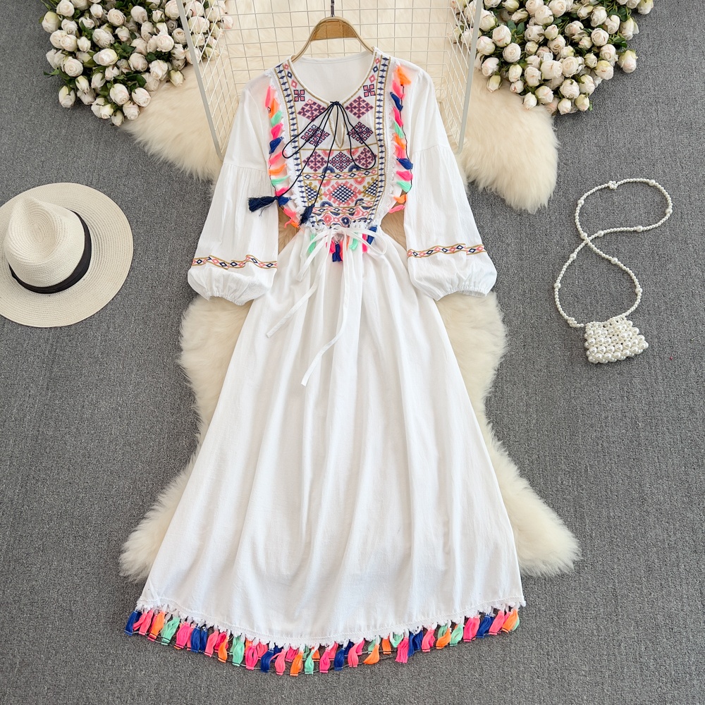 Elegant Bohemian Retro Ethnic  - Linen Dress Wrap recension och pris