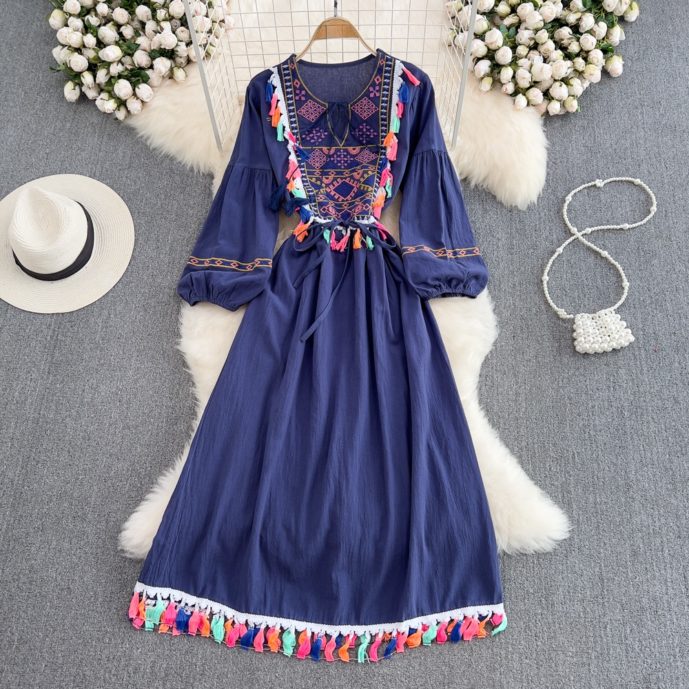 Elegant Bohemian Retro Ethnic  - Linen Dress Wrap recension och pris