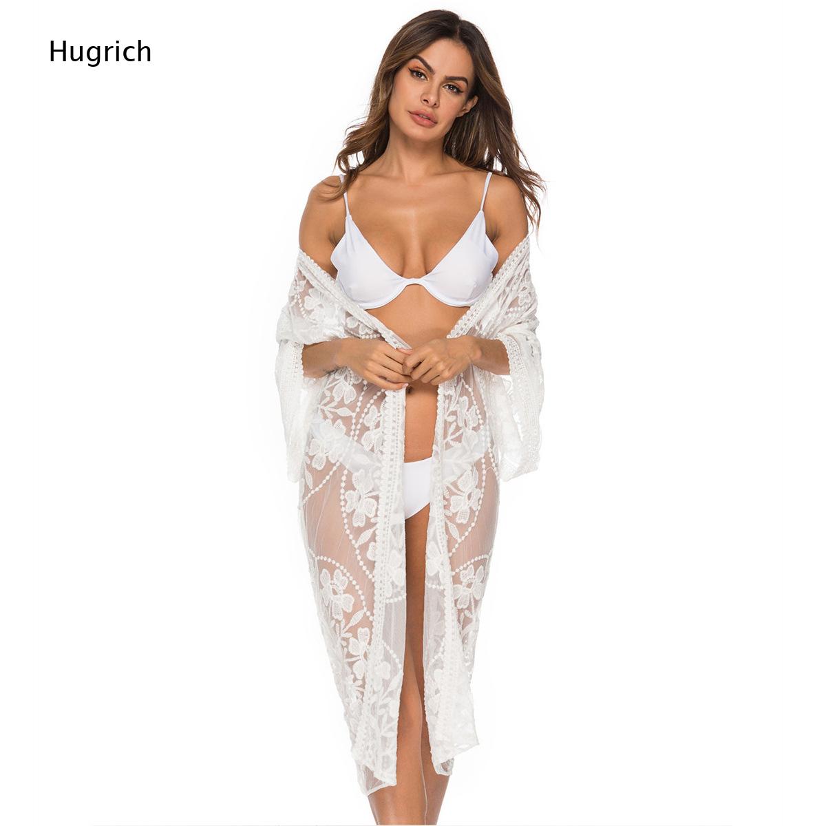 Solid White Floral Embroidery  - Kimono Sheer Floral recension och pris