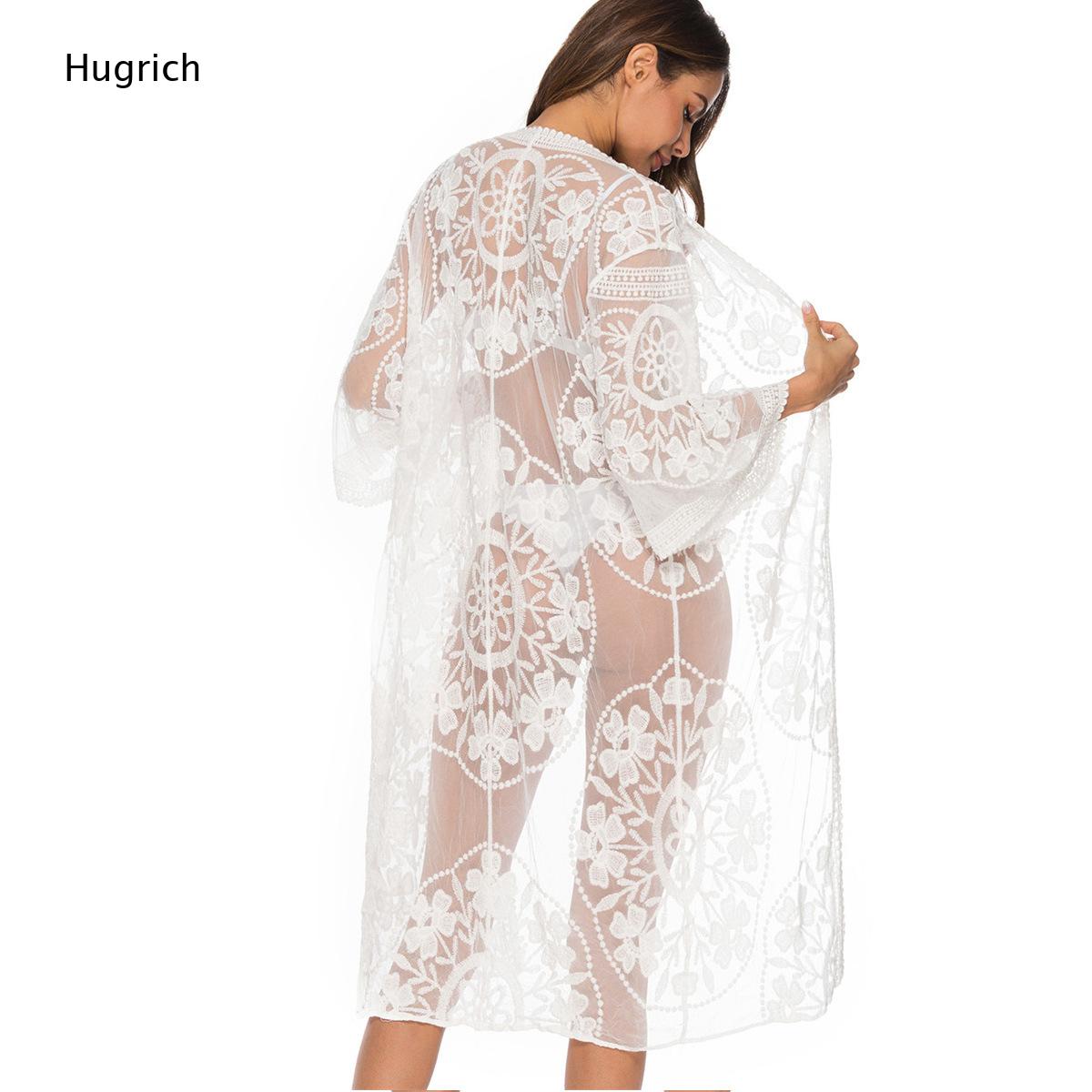 Solid White Floral Embroidery  - Kimono Sheer Floral recension och pris