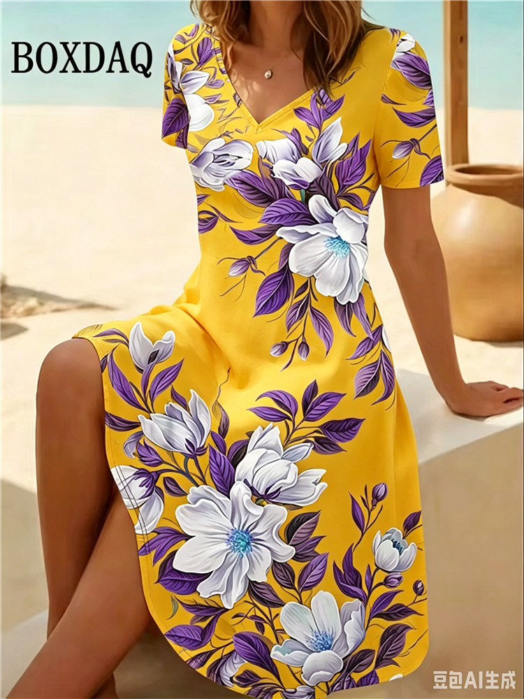 6XL Plus Size Women Dresses Su - Romper Floral Print recension och pris