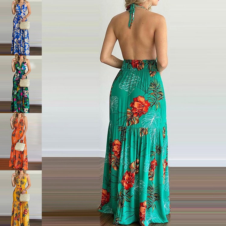 Floral Maxi Dress Long Backles - Maxi Dress Halter recension och pris