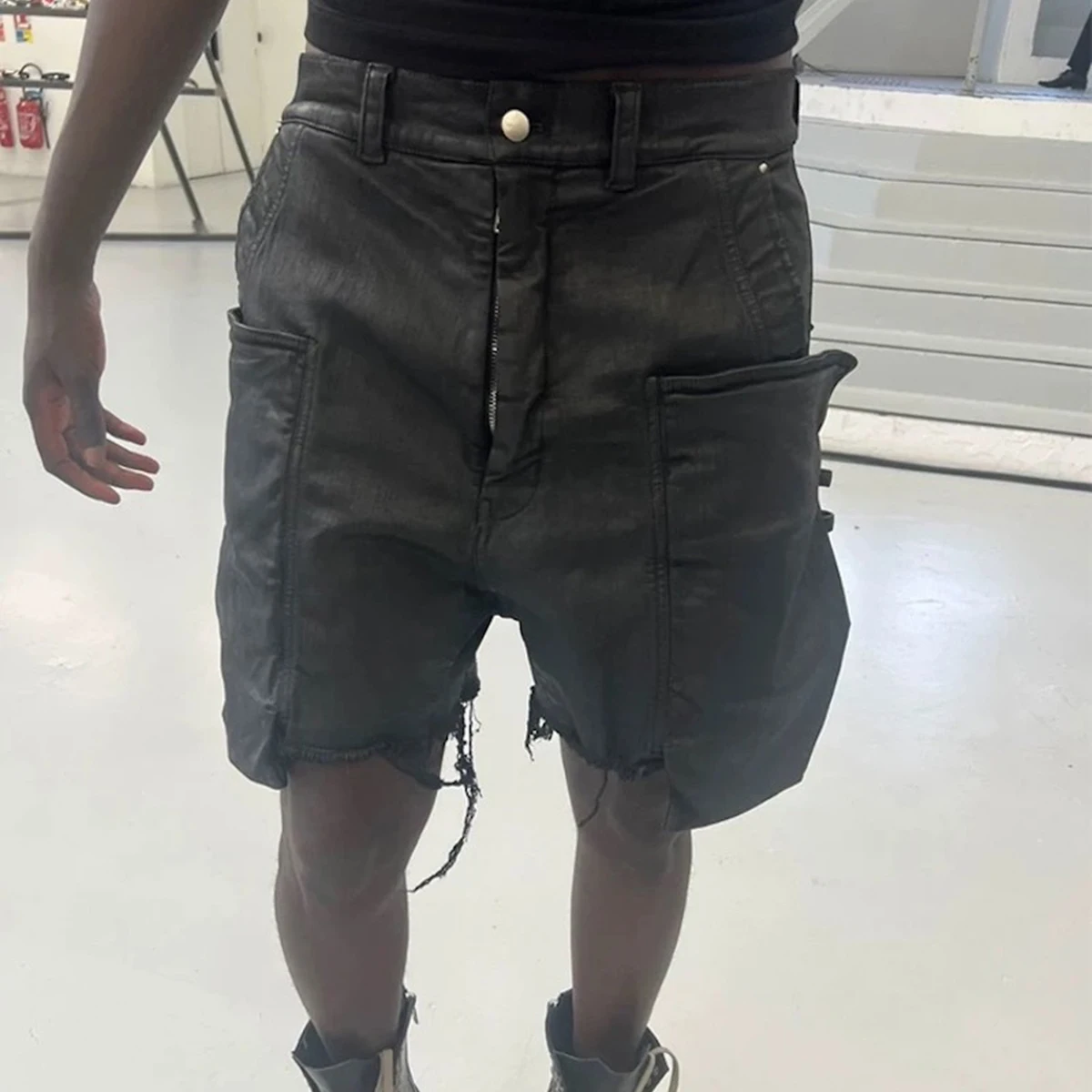 Streetwear New Summer Brush Wa - Shorts Denim Frayed recension och pris