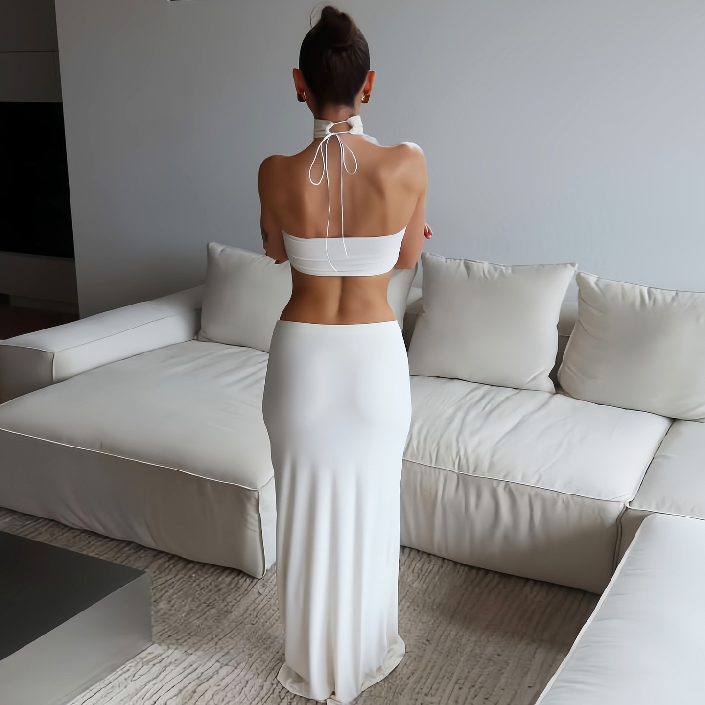 Women White Sexy Slim Waist-ba - Maxi Dress Halter recension och pris