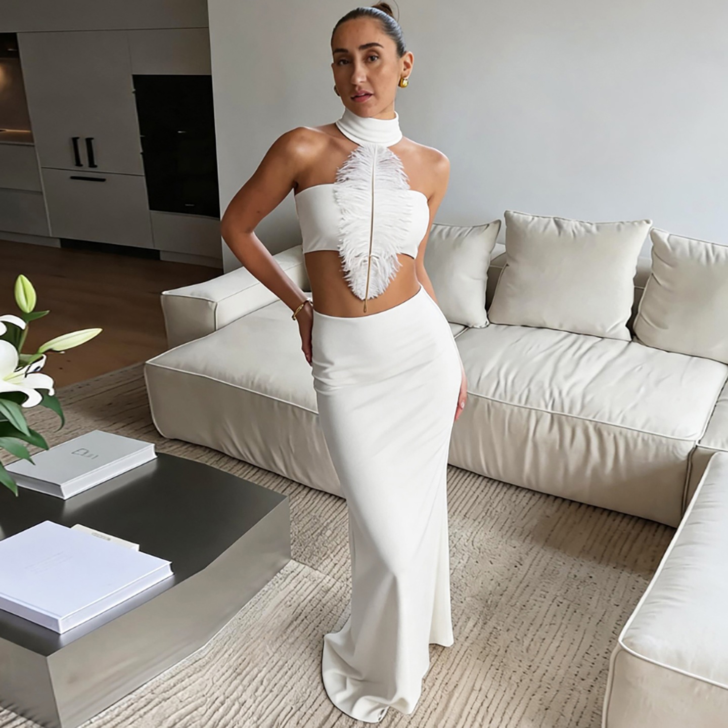Women White Sexy Slim Waist-ba - Maxi Dress Halter recension och pris