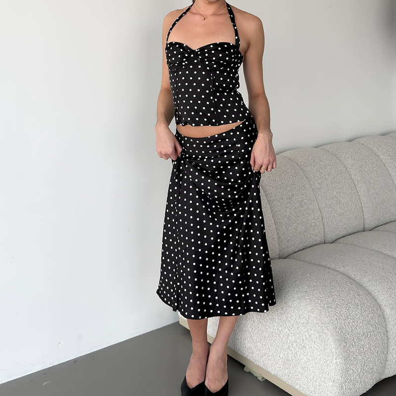 Two Piece Set Polka Dot Skirts - Crop Top Crochet recension och pris