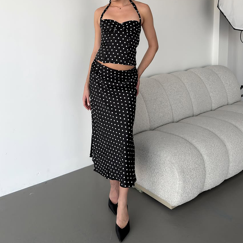Two Piece Set Polka Dot Skirts - Crop Top Crochet recension och pris