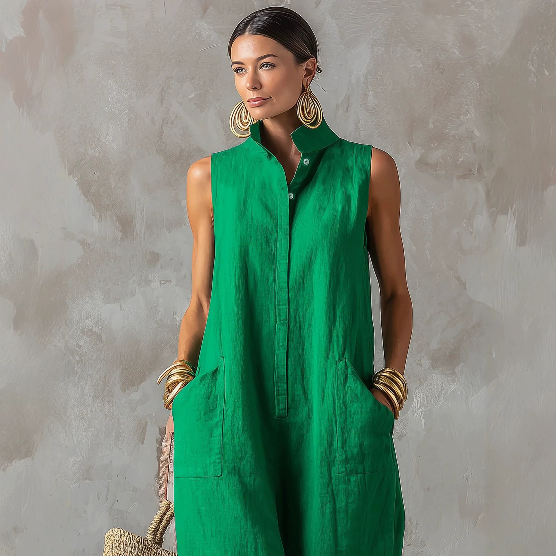 Linen Blend Jumpsuit Sleeveles - Jumpsuit Linen Relaxed recension och pris