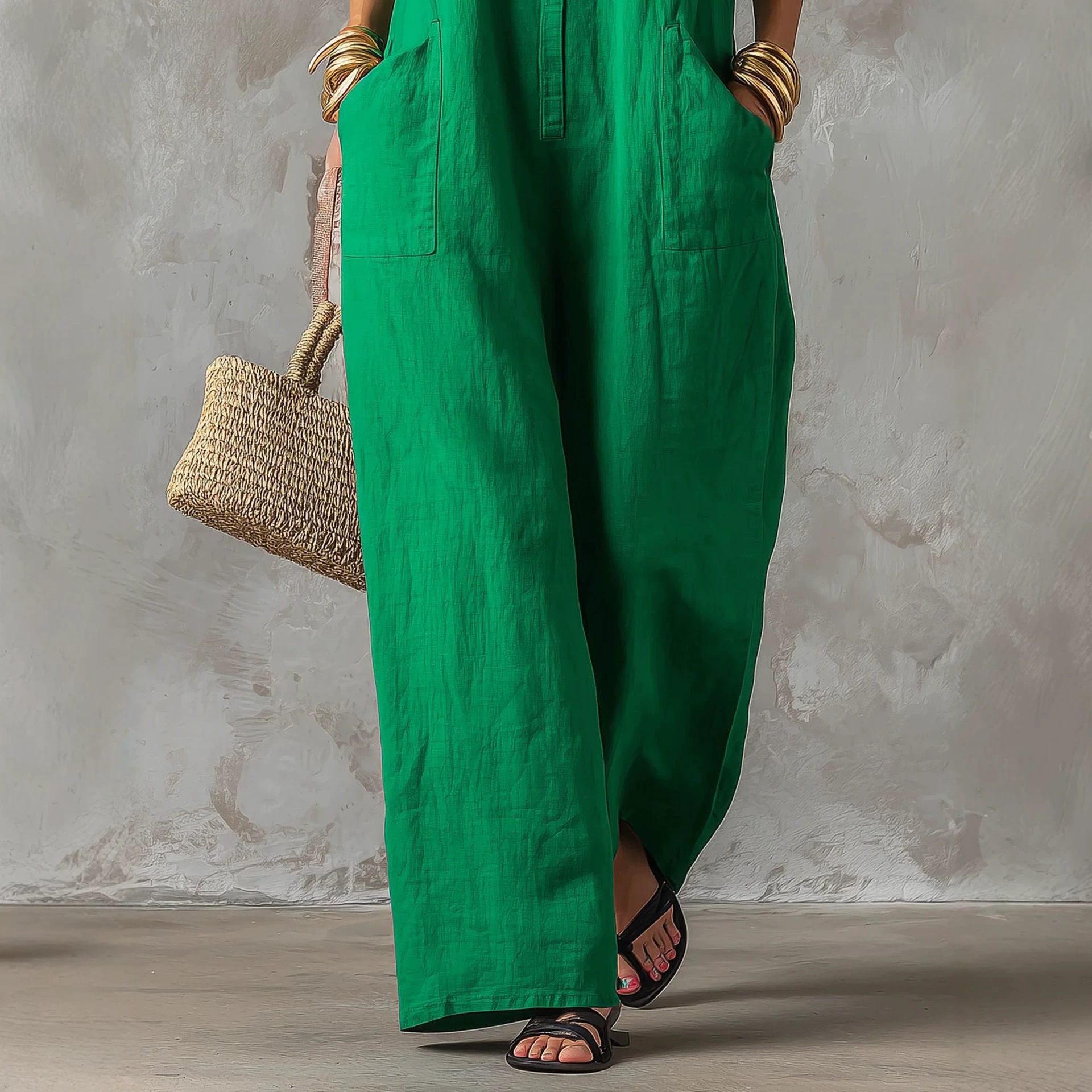 Linen Blend Jumpsuit Sleeveles - Jumpsuit Linen Relaxed recension och pris