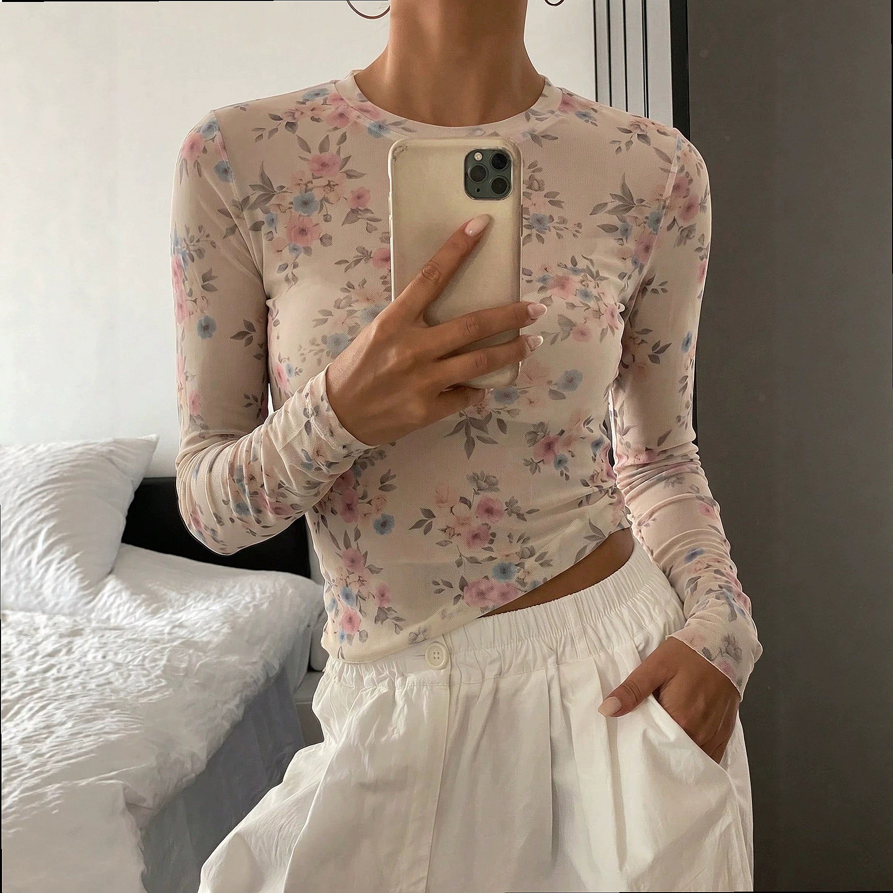 Fashion Round Neck Printed She - Crop Top Crochet recension och pris