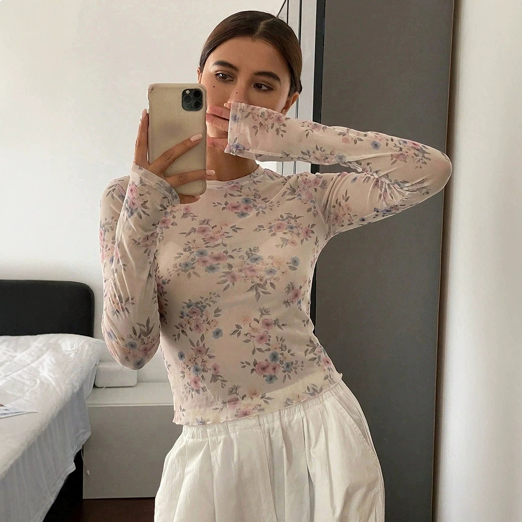 Fashion Round Neck Printed She - Crop Top Crochet recension och pris