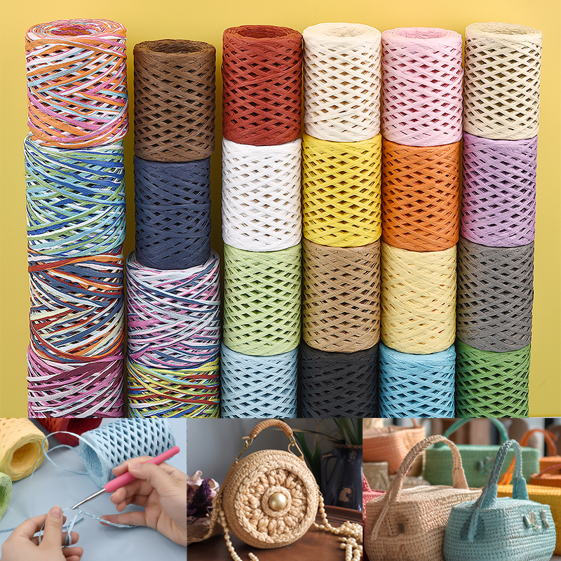 100M Natural Raffia Straw Yarn - Crochet Bag Raffia recension och pris