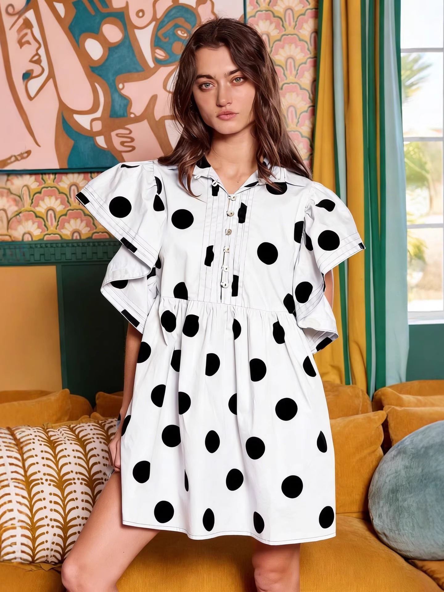 Spring Summer Polka Dot Print  - Blouse Off Shoulder recension och pris