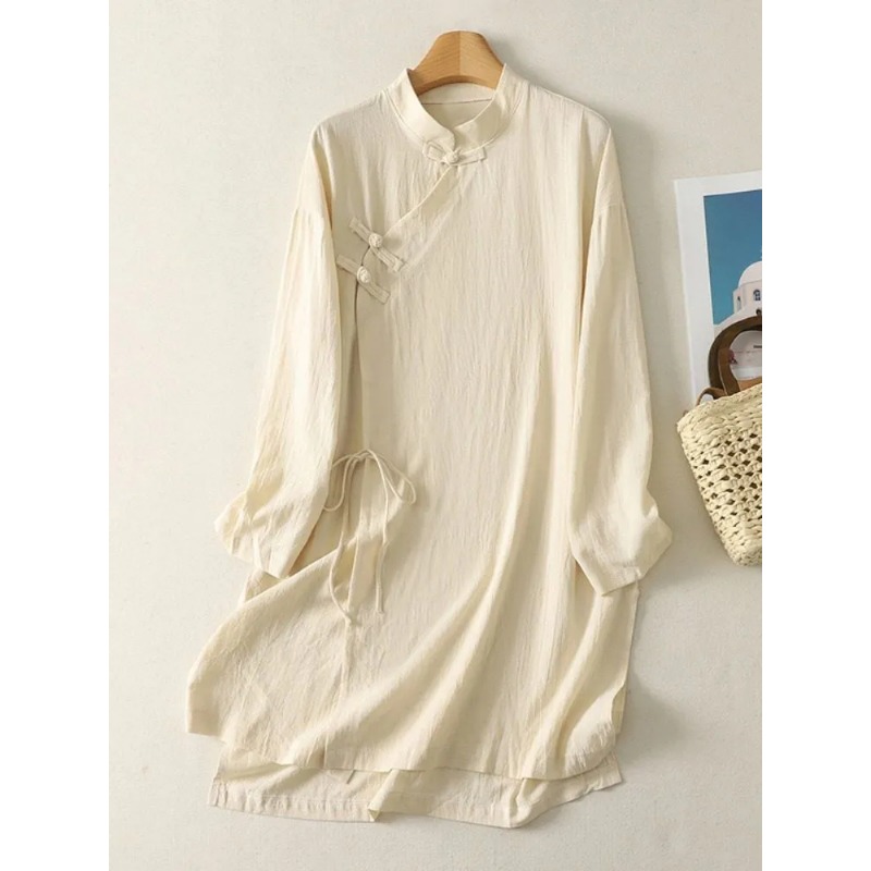 Women's Chinese Style Frog But - Linen Dress Wrap recension och pris