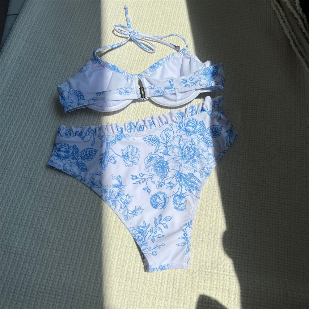 Elegant Floral Bikini Cute Ruc - Swimsuit Bikini Ruched recension och pris