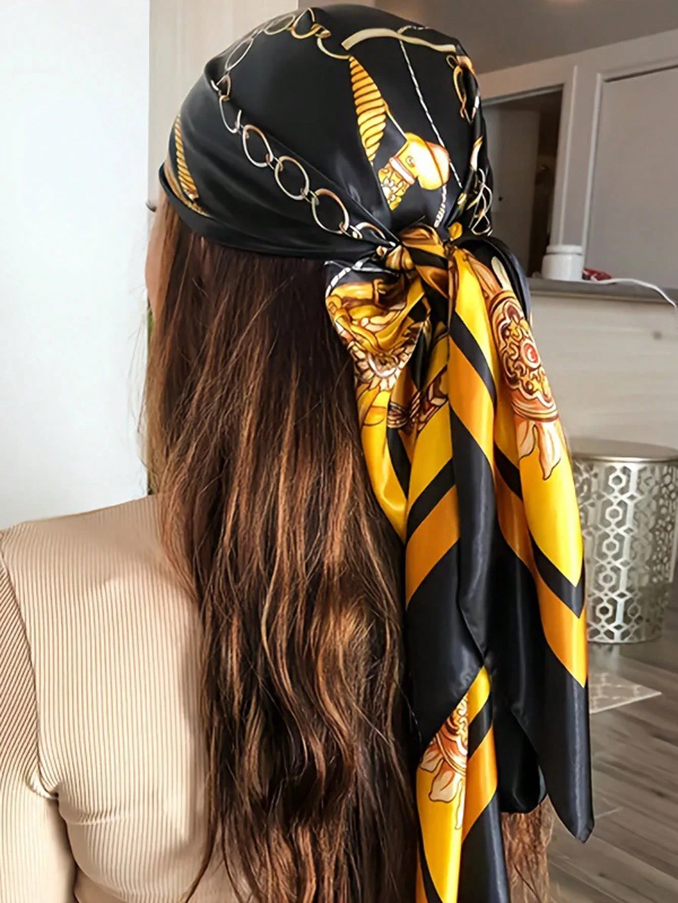 Luxury 90*90CM Vintage Chain P - Headband Summer Knit recension och pris