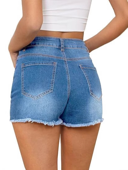 Casual Vintage Denim Shorts Hi - Shorts Denim Frayed recension och pris
