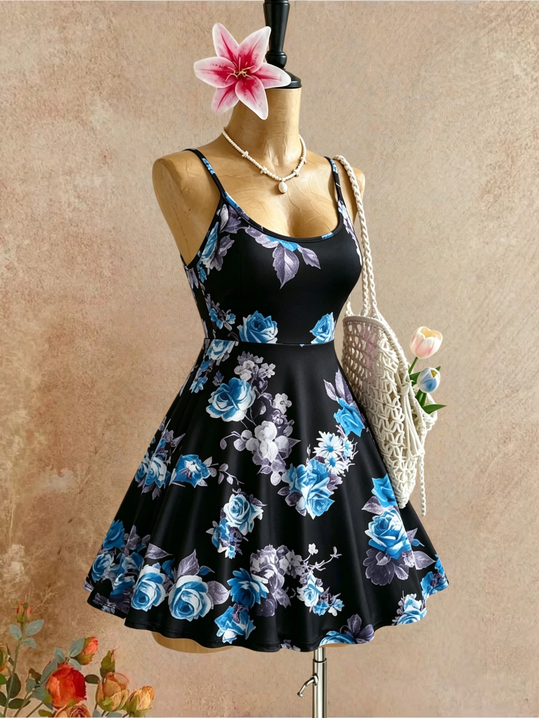Plus Size Women Spaghetti Stra - Romper Floral Print recension och pris