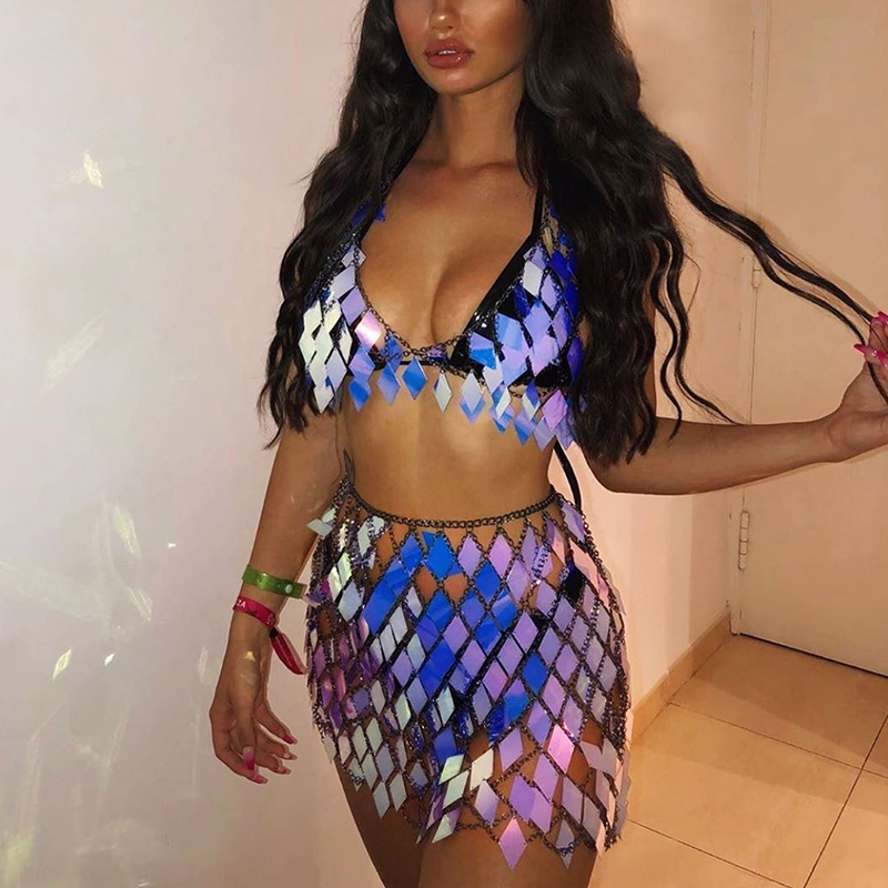 FestivalQueen Women's Sequined - Crop Top Crochet recension och pris