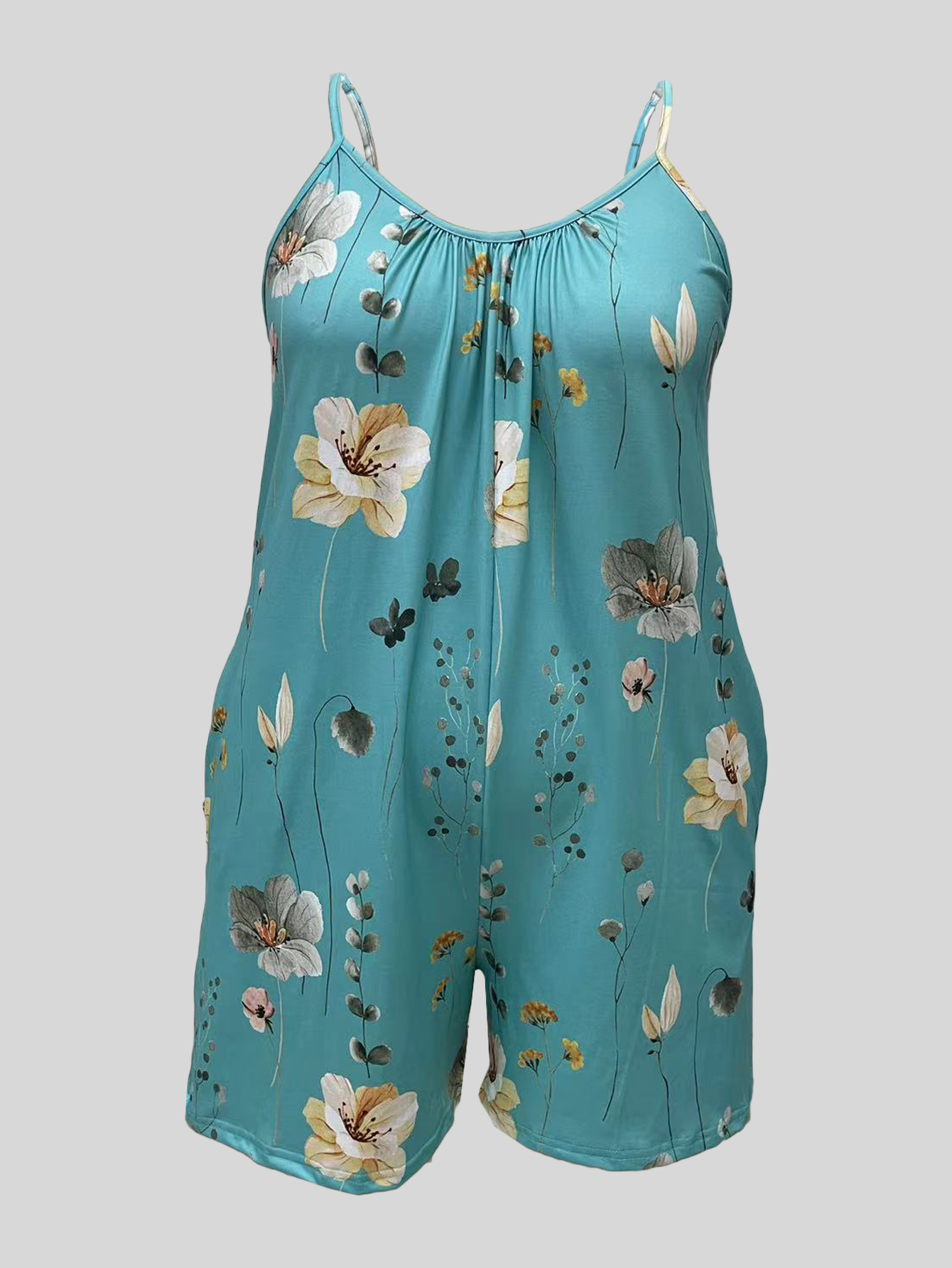 Plus Size Allover Print Cami R - Romper Floral Print recension och pris