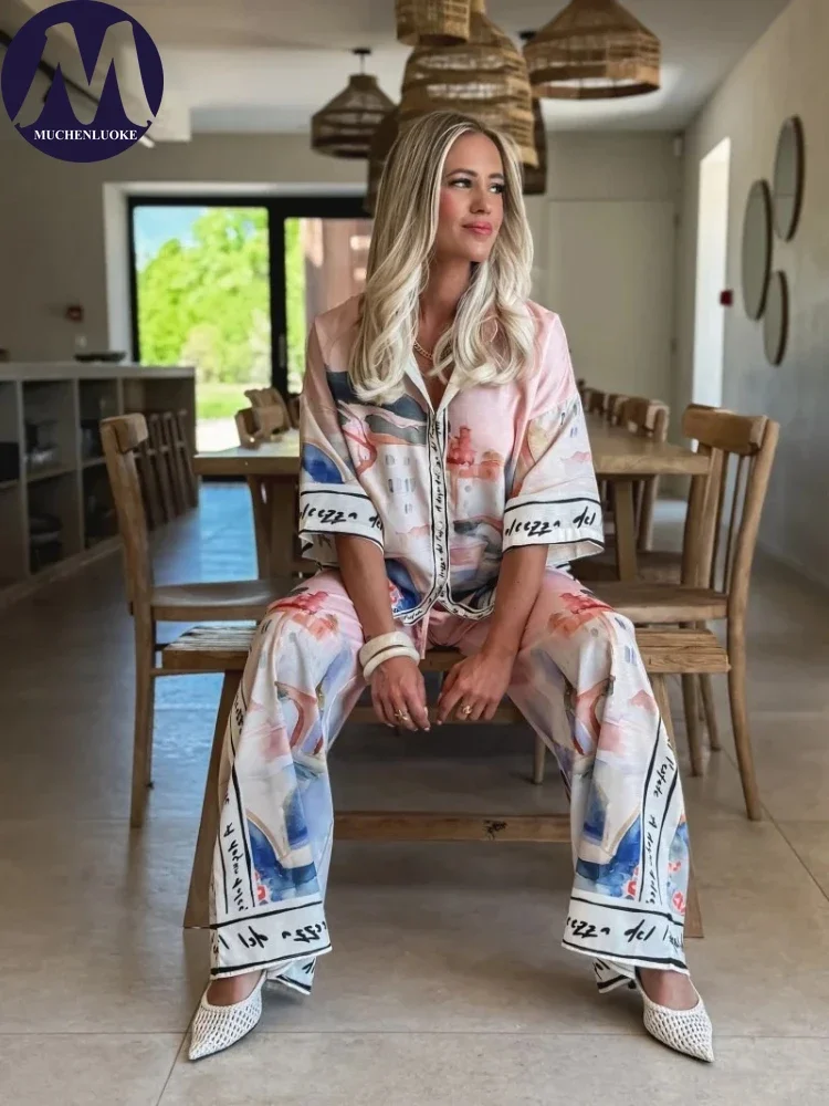 2 Pieces Set for Woman Summer  - Linen Pant Wide recension och pris